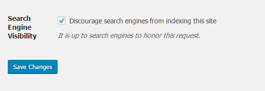 Disccourage search engines from indexing this site checked