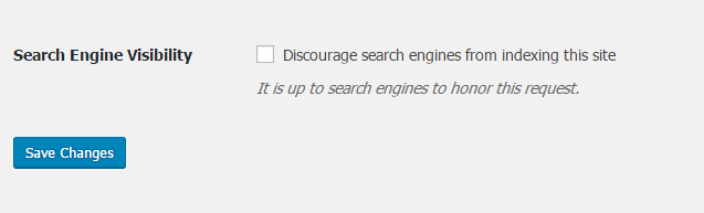 Disccourage search engines from indexing this site unchecked