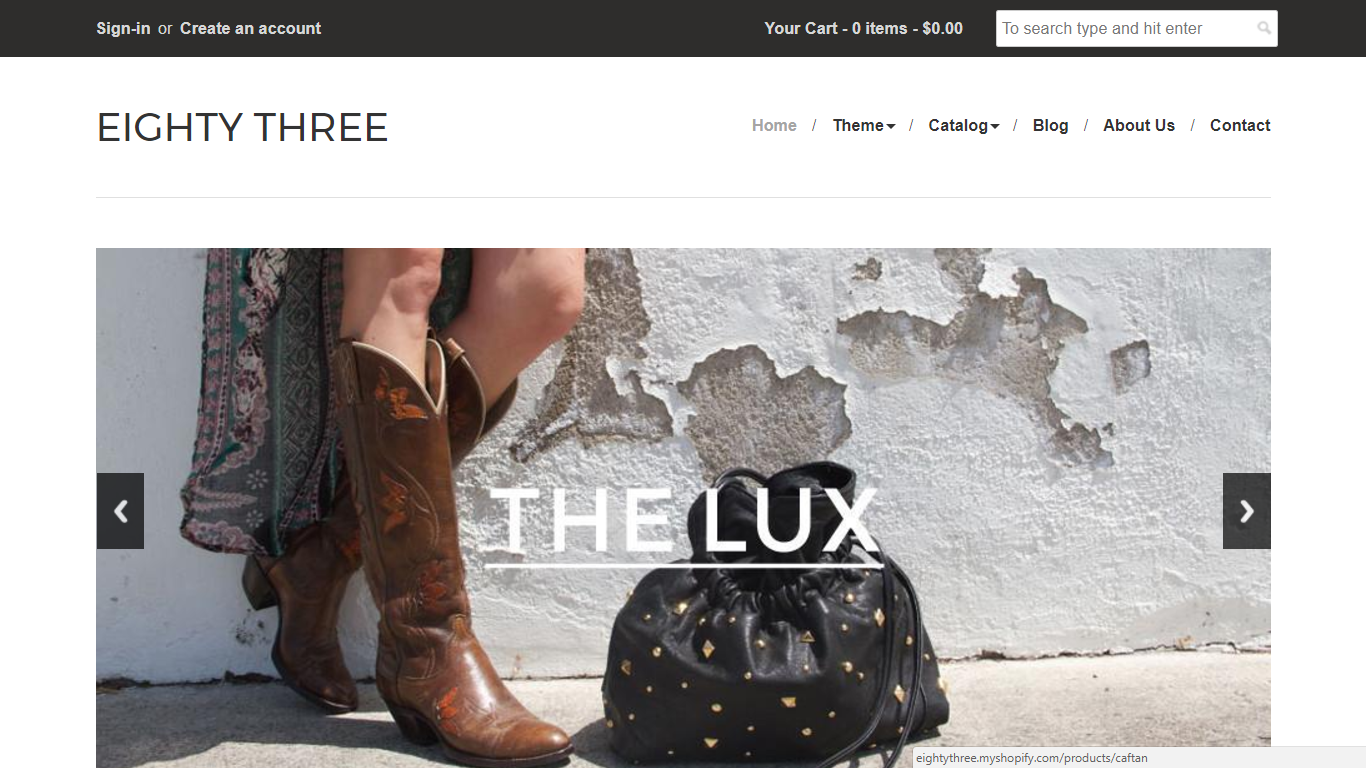 shopify theme by eighty three