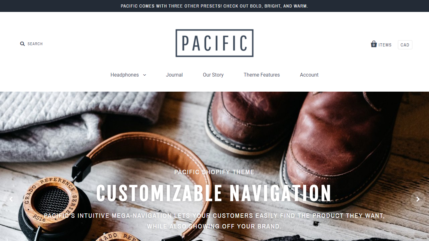 shopify theme by pacific