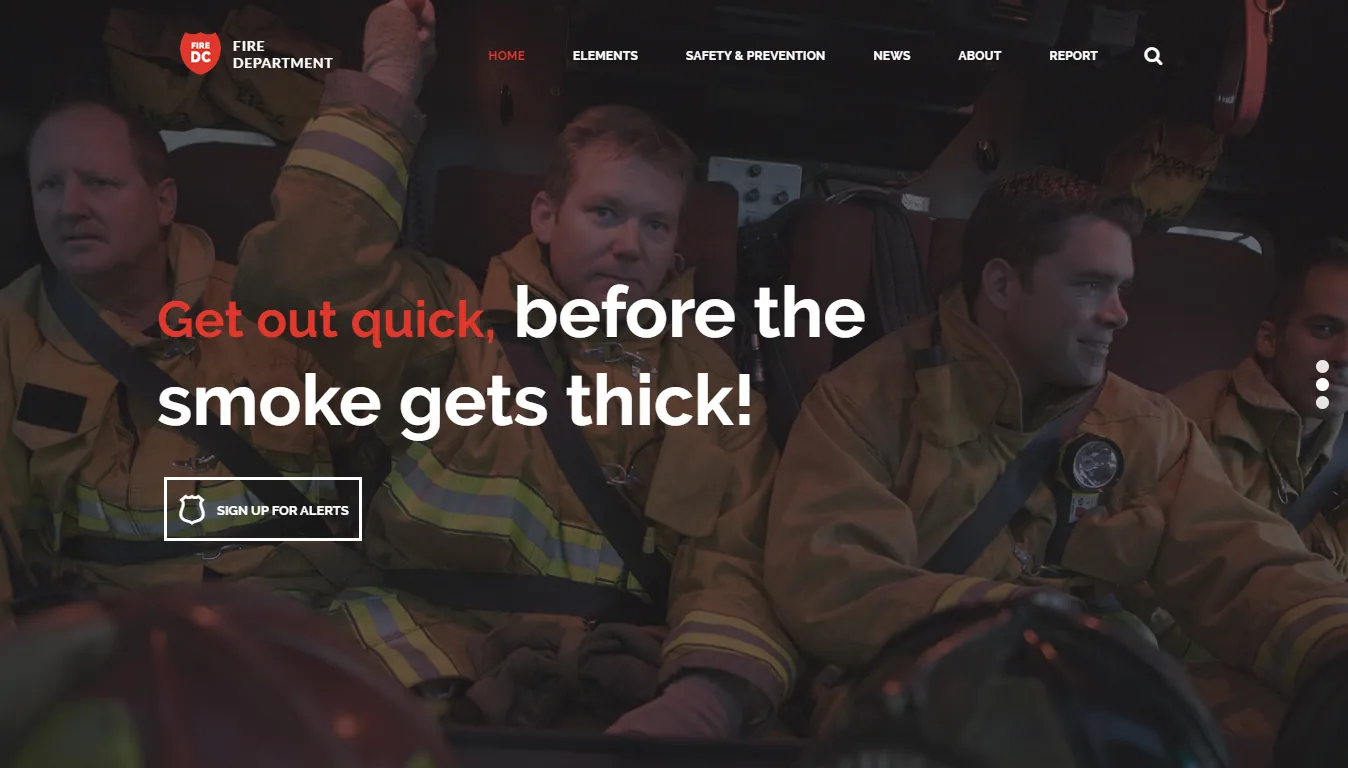 Fire Department website template with firefighters in turnout gear