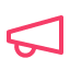Pink megaphone icon.