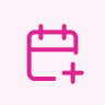 White Label WordPress Services 36 Pink calendar icon with a plus sign indicating scheduling.