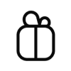 Outlined gift box icon with a bow on top