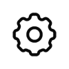 Outlined gear or settings cog icon