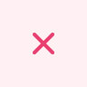 Pink X mark icon on light pink square background