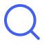 Blue magnifying glass icon.