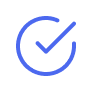 Blue checkmark inside an open circle outline
