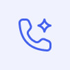 Blue phone handset icon with a sparkle accent
