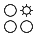 Three circles and a sun icon arranged in a grid