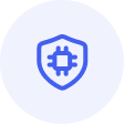 White Label Websites 39 Blue shield icon containing a microchip symbol