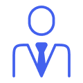 Blue silhouette icon of a person wearing a tie
