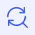 Programmatic SEO 57 Blue circular refresh arrow paired with a magnifying glass icon