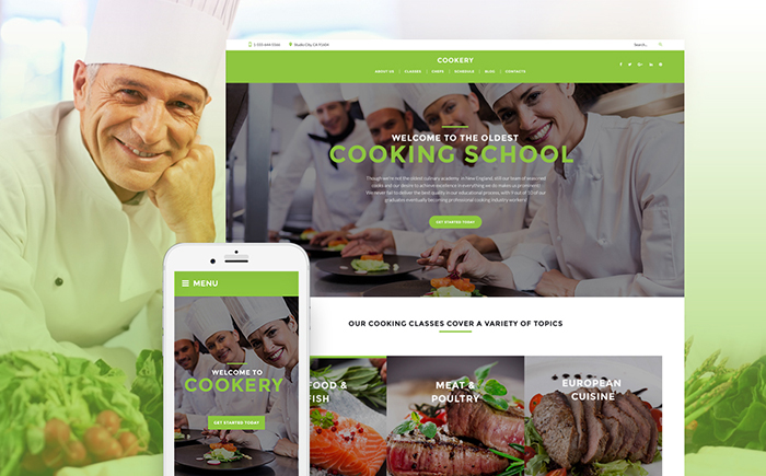 Education Wordpress Themes: Top 15 to Launch an Educational Website 209 Cooking - Culinary School Responsive WordPress Theme