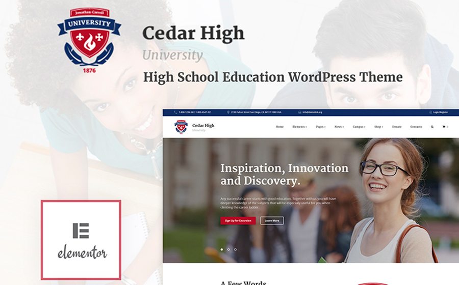 Education Wordpress Themes: Top 15 to Launch an Educational Website 178 Cedar High - University WordPress Theme