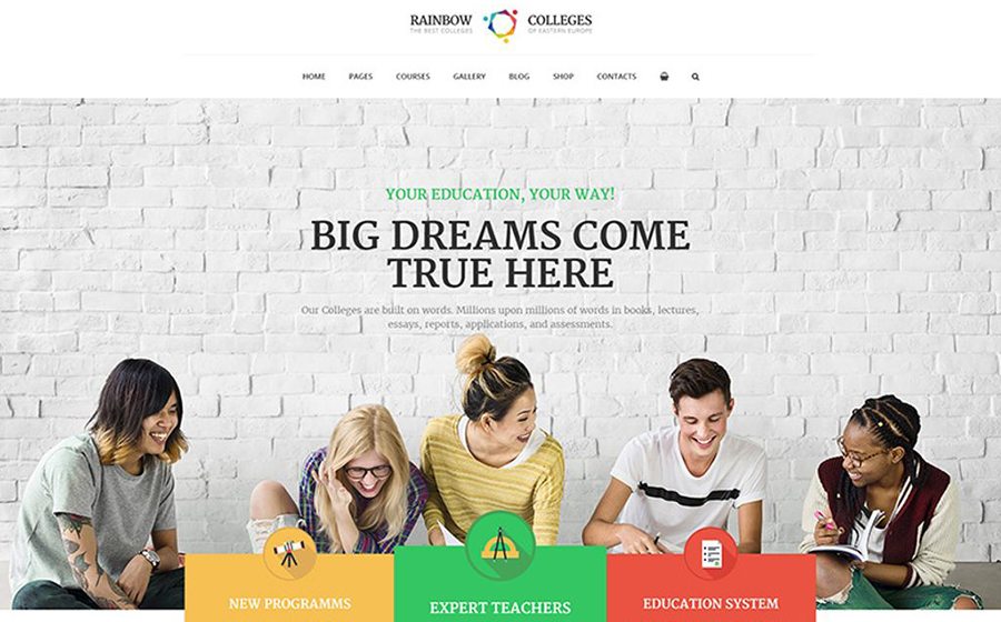 Education Wordpress Themes: Top 15 to Launch an Educational Website 177 Rainbow Colleges - E-Course WordPress Theme
