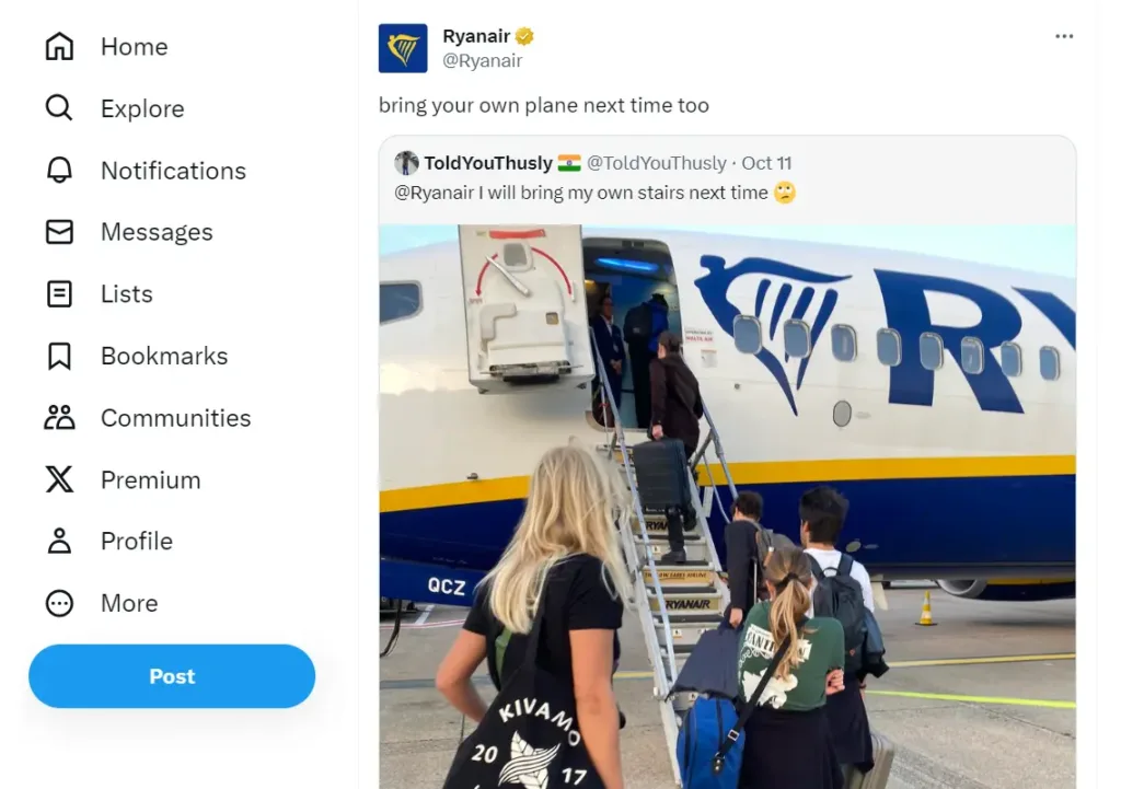 Ryanair tweet