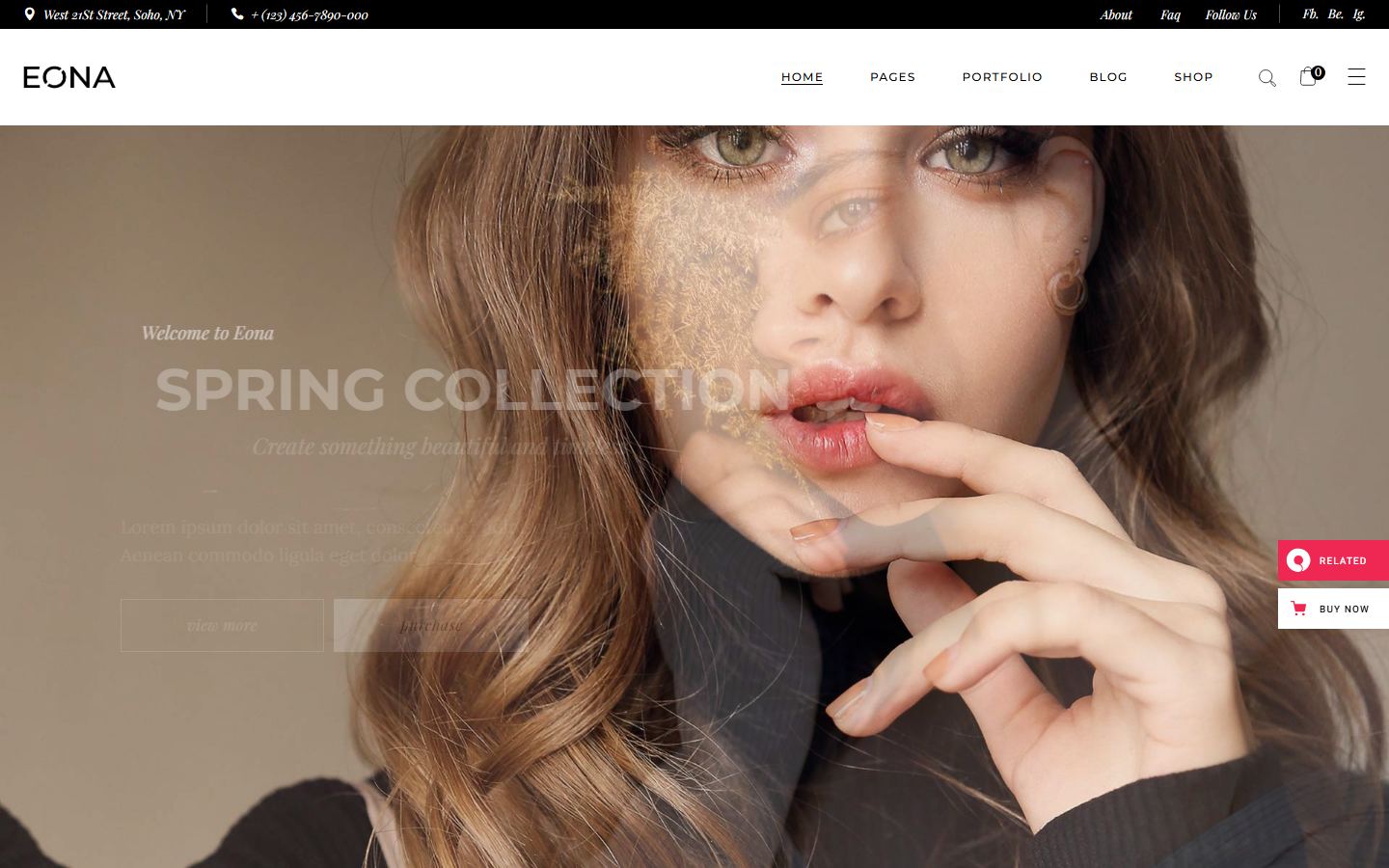 Eona fashion WordPress theme homepage