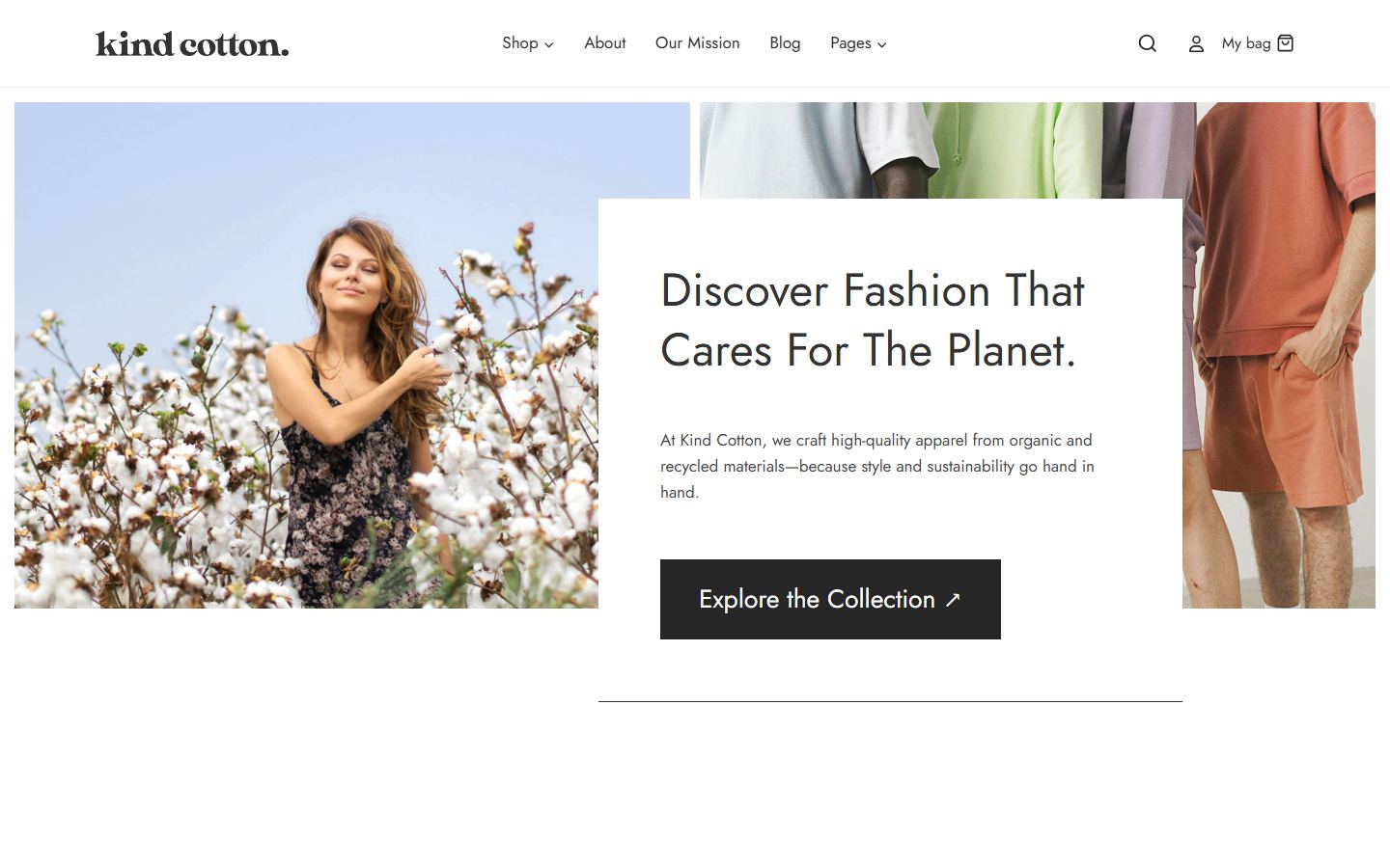 Kadence fashion WordPress theme homepage
