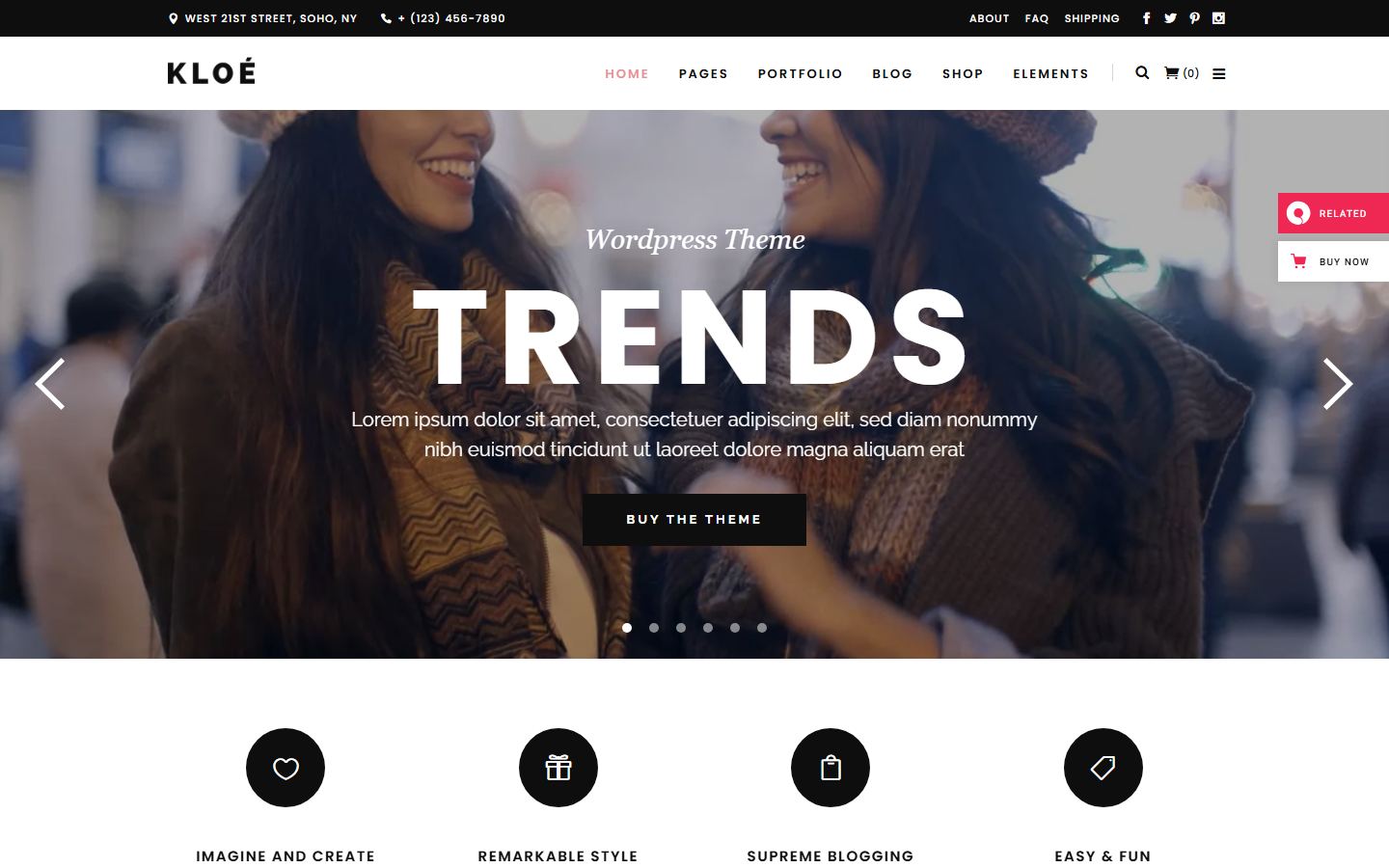 Kloe fashion WordPress theme homepage