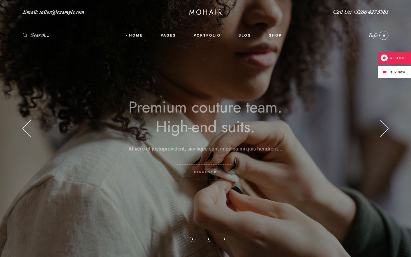Mohair fashion WordPress theme homepage