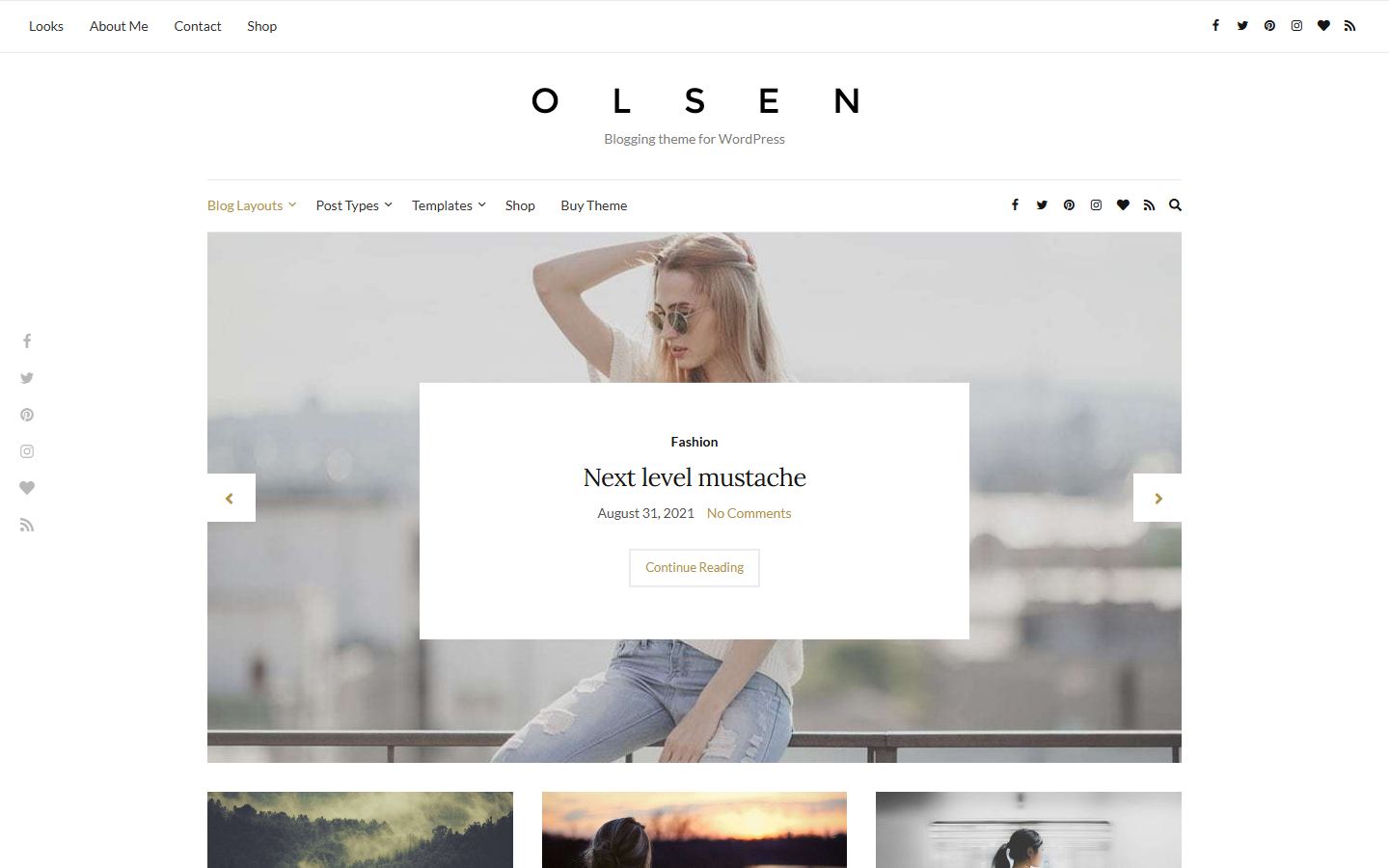 Olsen Pro fashion WordPress theme homepage