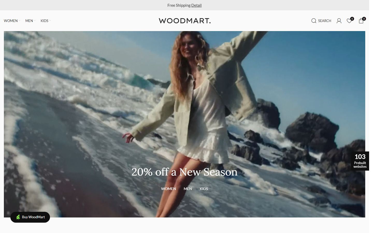 Woodmart fashion WordPress theme homepage