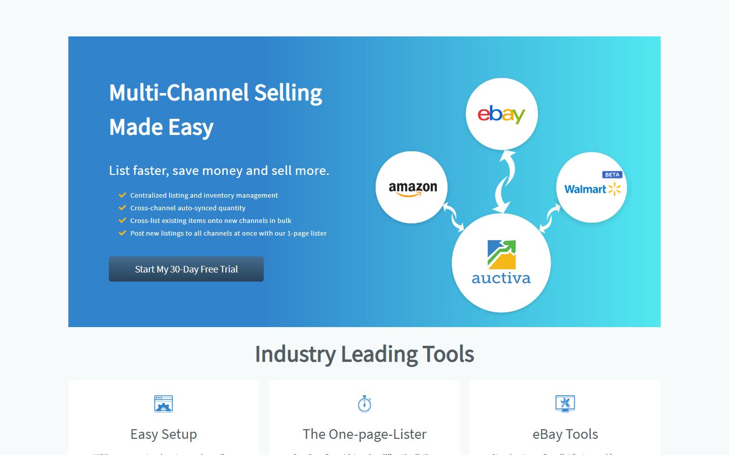 Auctiva demo homepage