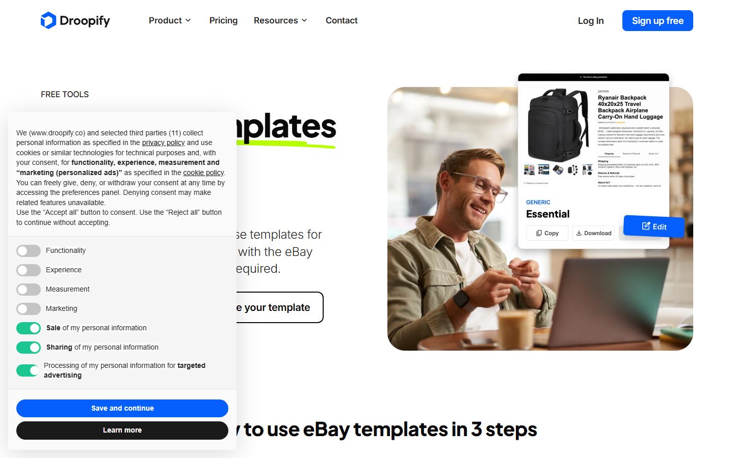 Droopify free eBay templates demo homepage