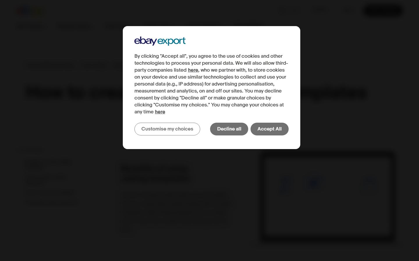 eBay Seller Hub listing templates demo homepage