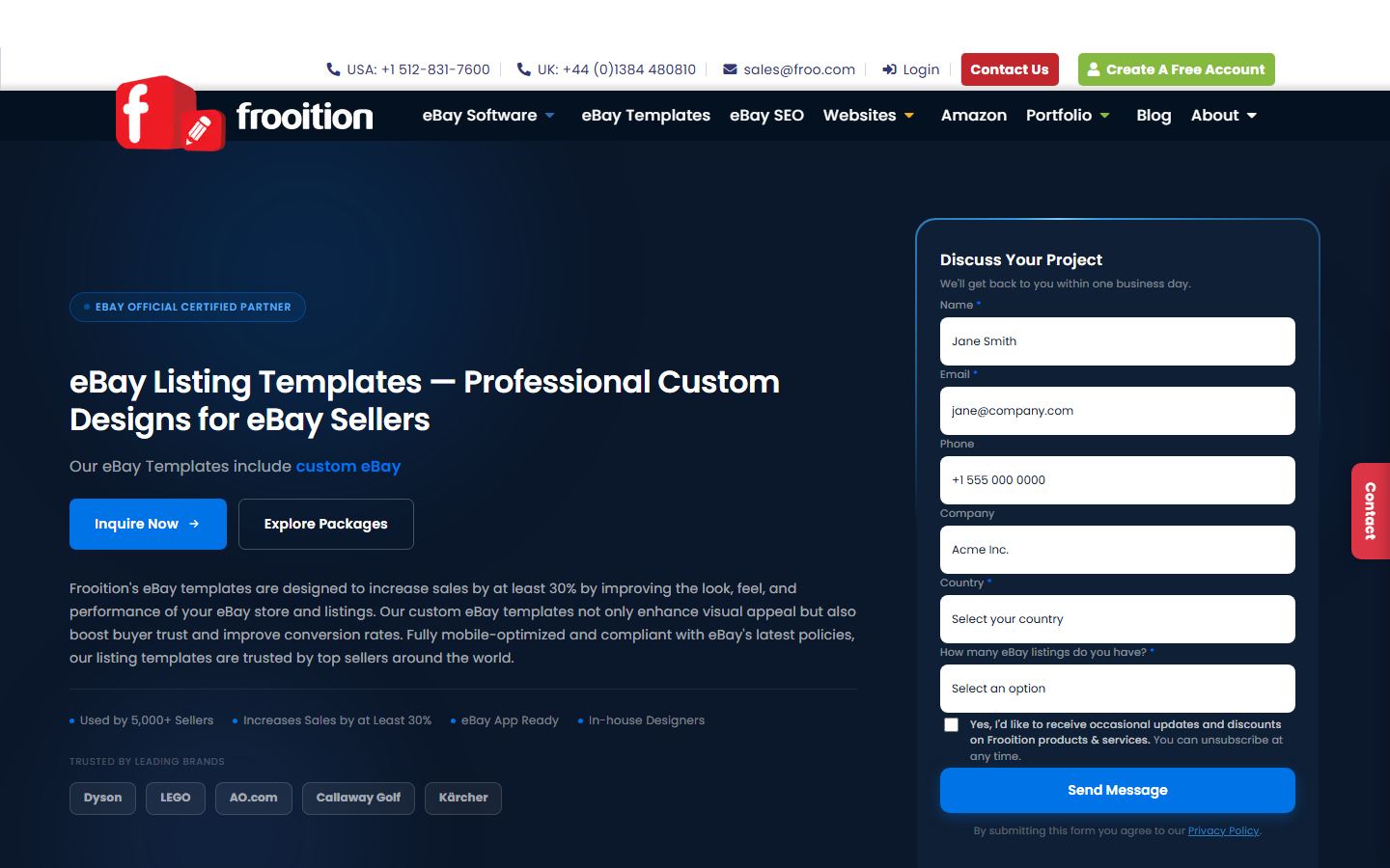 Frooition Universal template demo homepage