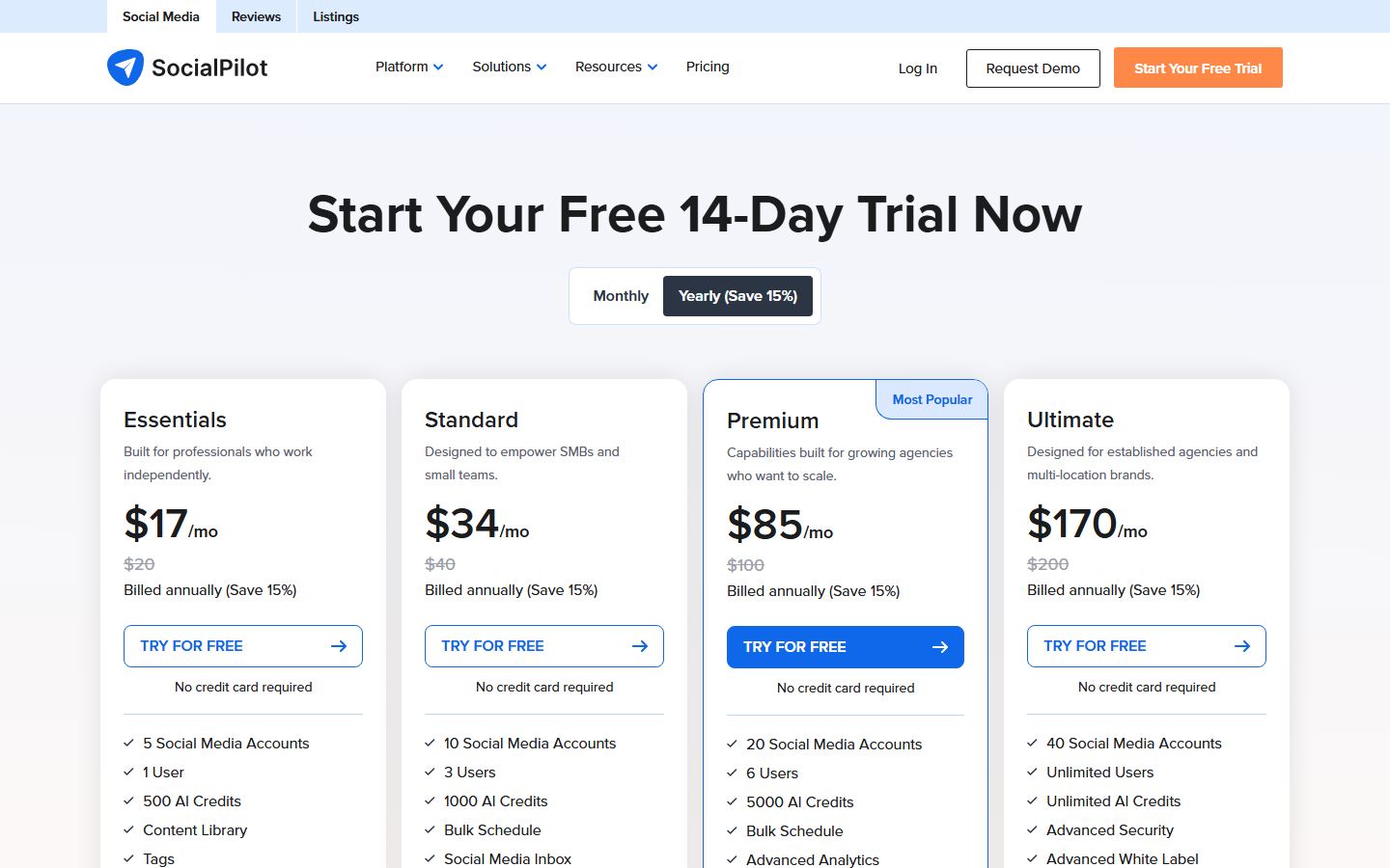 SocialPilot demo homepage